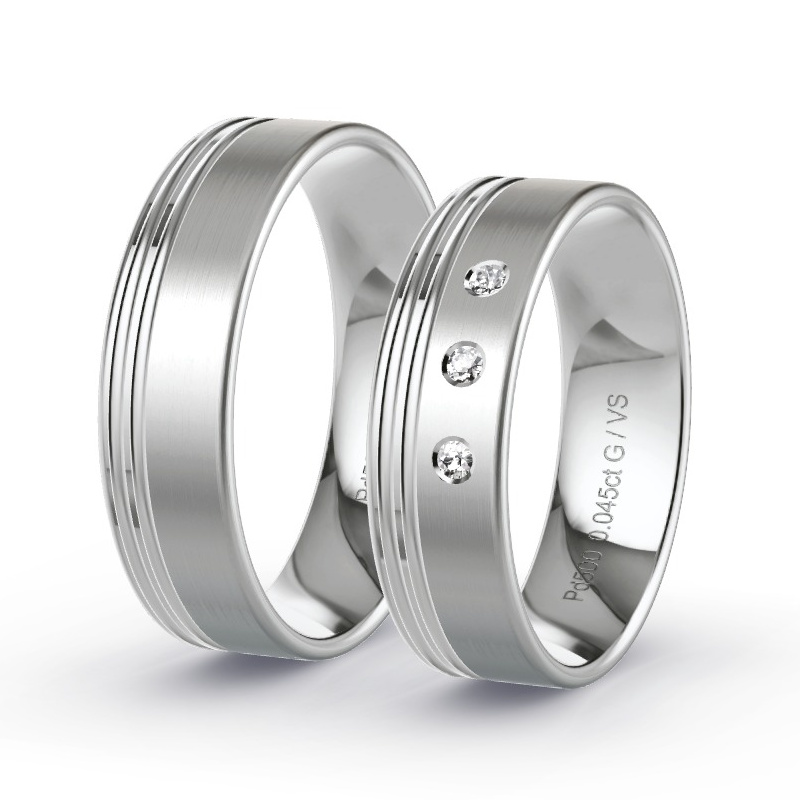 Wedding Rings Palladium - 0.045ct Diamonds - Model N°1302 Wedding Rings Palladium - 0.045ct Diamonds - Model N°1302