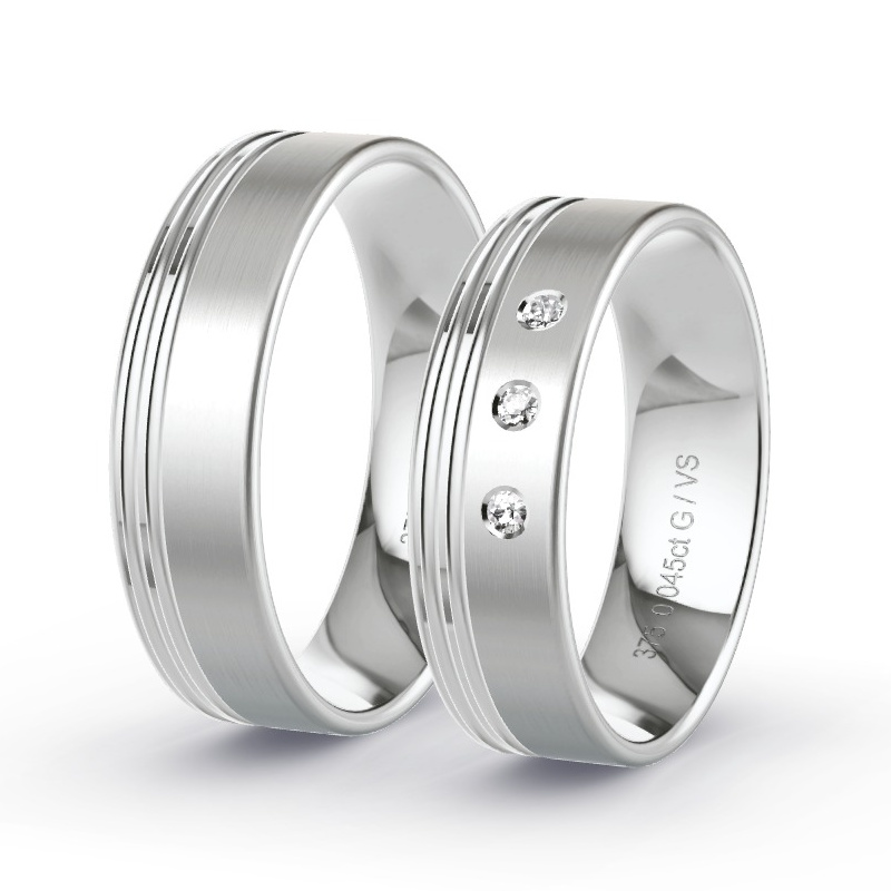 Wedding Rings White Gold - 0.045ct Diamonds - Model N°1302 Wedding Rings White Gold - 0.045ct Diamonds - Model N°1302