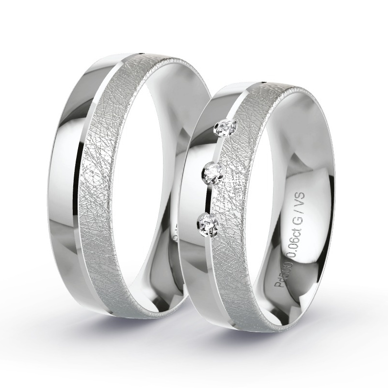 Wedding Rings Palladium - 0.06ct Diamonds - Model N°1303 Wedding Rings Palladium - 0.06ct Diamonds - Model N°1303