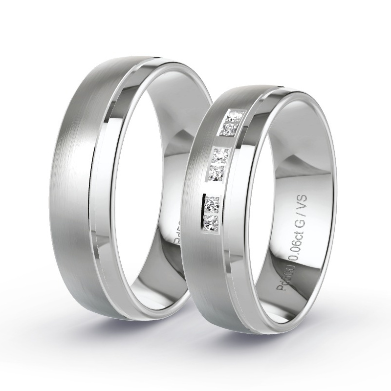Wedding Rings Palladium - 0.06ct Diamonds - Model N°1304 Wedding Rings Palladium - 0.06ct Diamonds - Model N°1304
