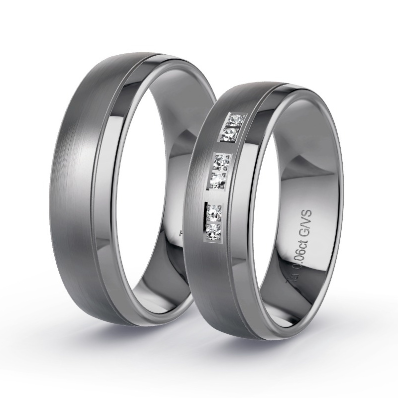 Wedding Rings Tantalum - 0.06ct Diamonds - Model N°1304