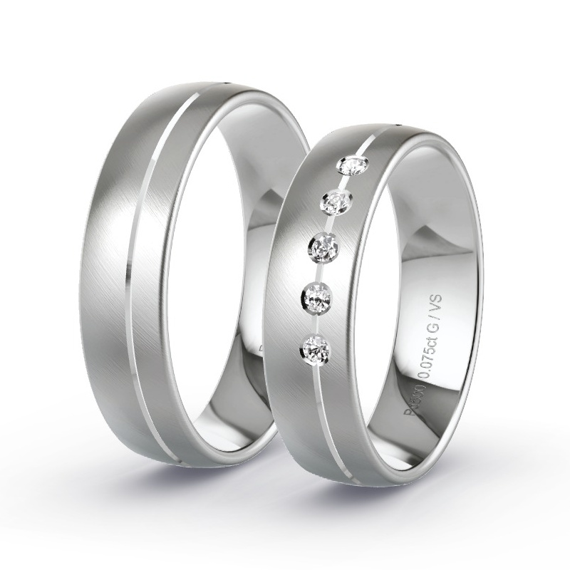 Wedding Rings Palladium - 0.075ct Diamonds - Model N°1305 Wedding Rings Palladium - 0.075ct Diamonds - Model N°1305