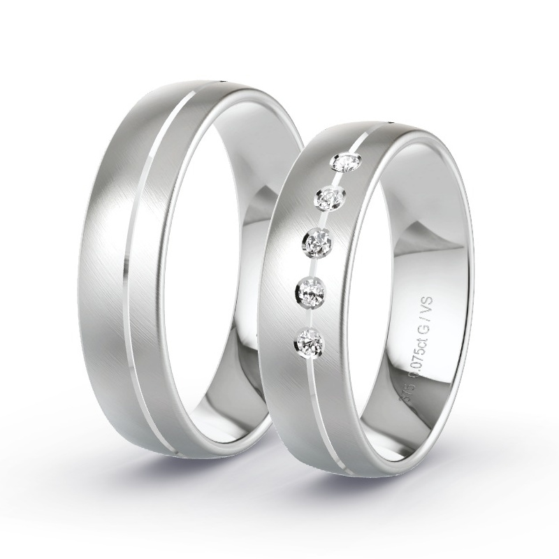 Wedding Rings White Gold - 0.075ct Diamonds - Model N°1305 Wedding Rings White Gold - 0.075ct Diamonds - Model N°1305