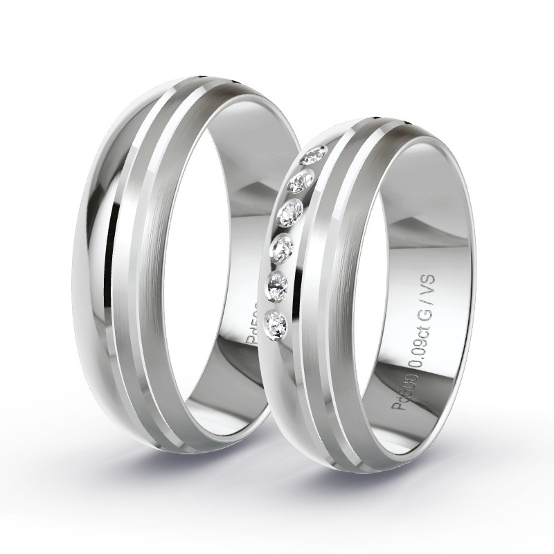 Wedding Rings Palladium - 0.09ct Diamonds - Model N°1306
