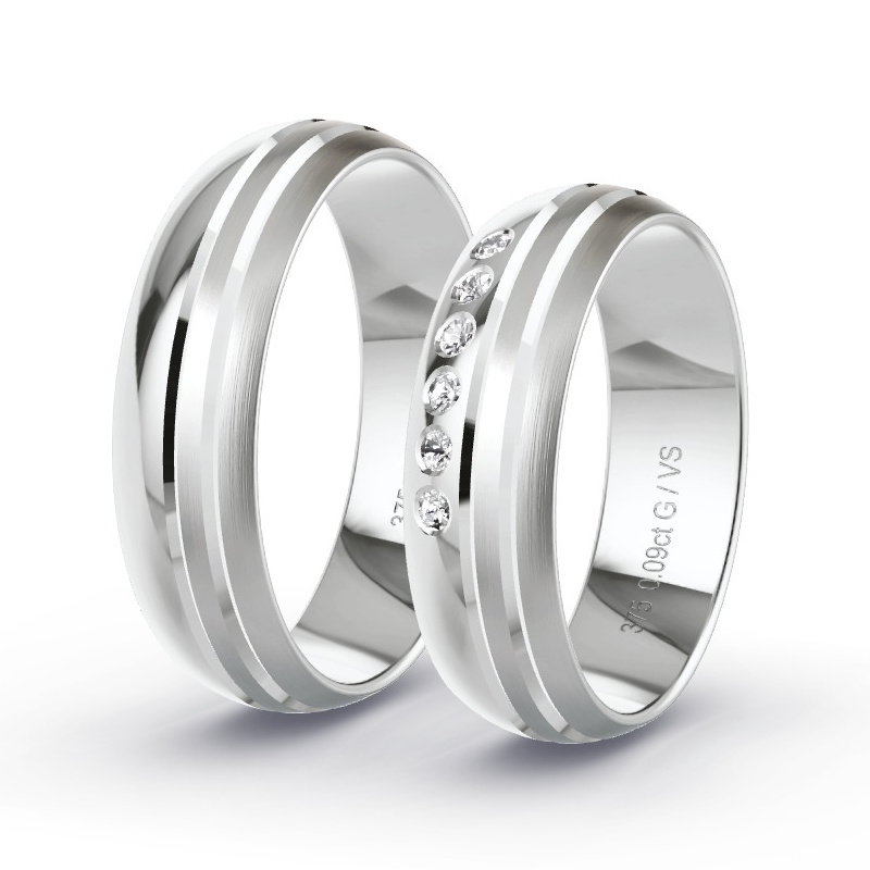 Wedding Rings White Gold - 0.09ct Diamonds - Model N°1306