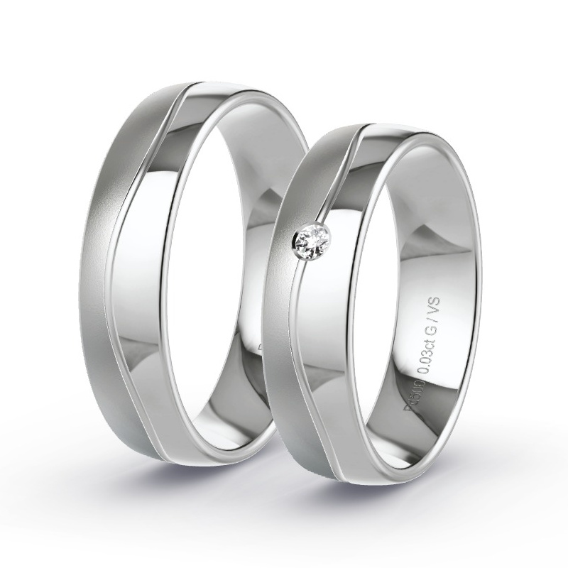 Wedding Rings Palladium - 0.03ct Diamonds - Model N°1307 Wedding Rings Palladium - 0.03ct Diamonds - Model N°1307