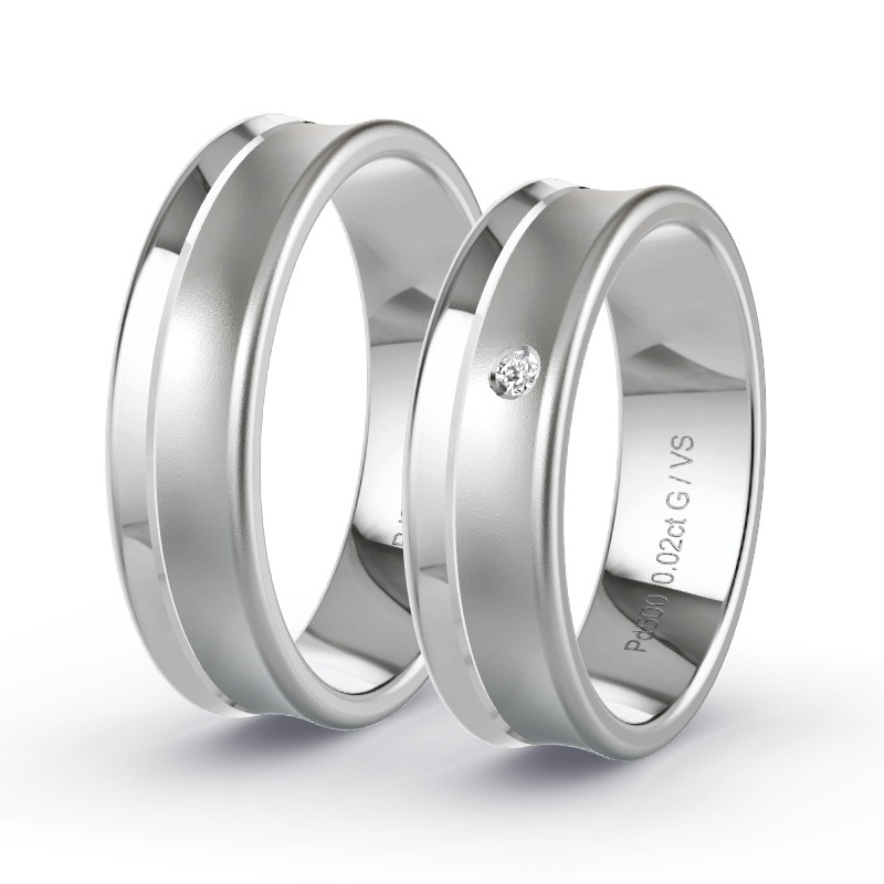 Wedding Rings Palladium - 0.02ct Diamonds - Model N°1308