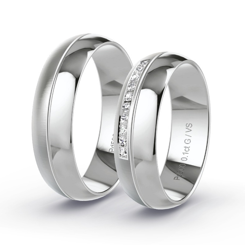 Wedding Rings Palladium - 0.10ct Diamonds - Model N°1309 Wedding Rings Palladium - 0.10ct Diamonds - Model N°1309