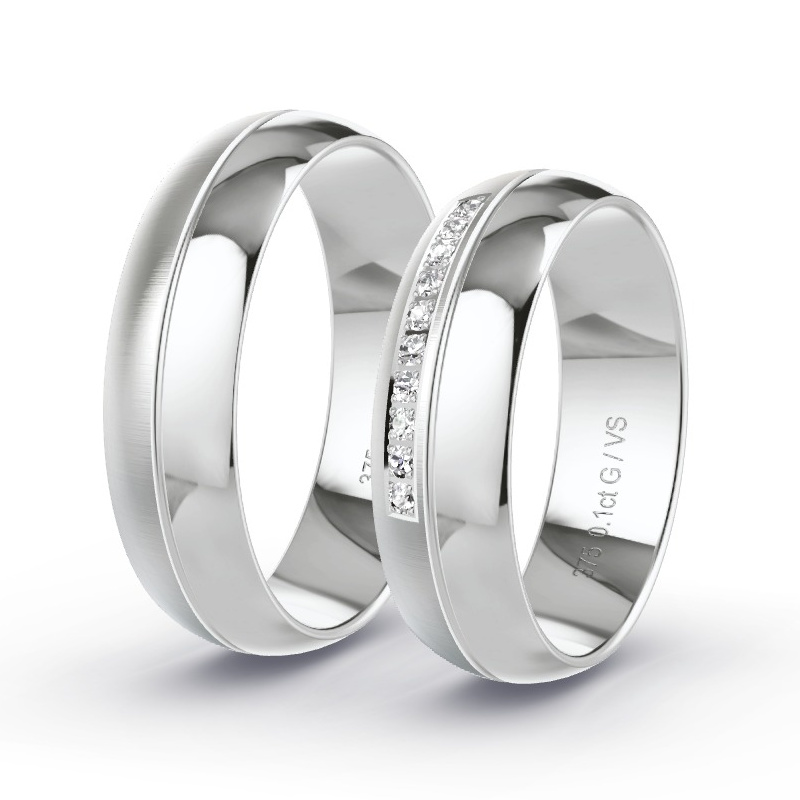 Wedding Rings White Gold - 0.10ct Diamonds - Model N°1309 Wedding Rings White Gold - 0.10ct Diamonds - Model N°1309