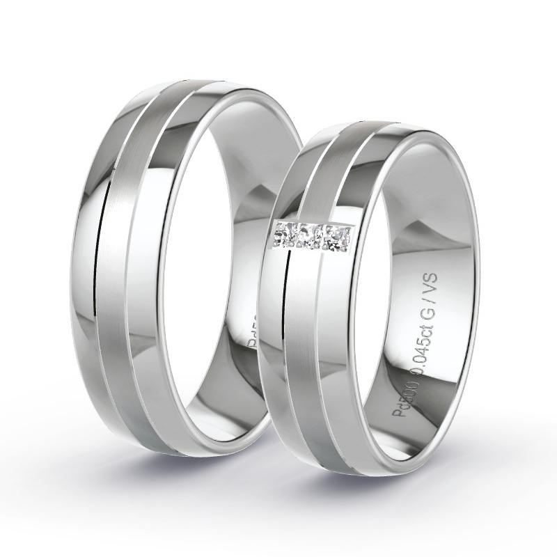 Wedding Rings Palladium - 0.045ct Diamonds - Model N°1310 Wedding Rings Palladium - 0.045ct Diamonds - Model N°1310