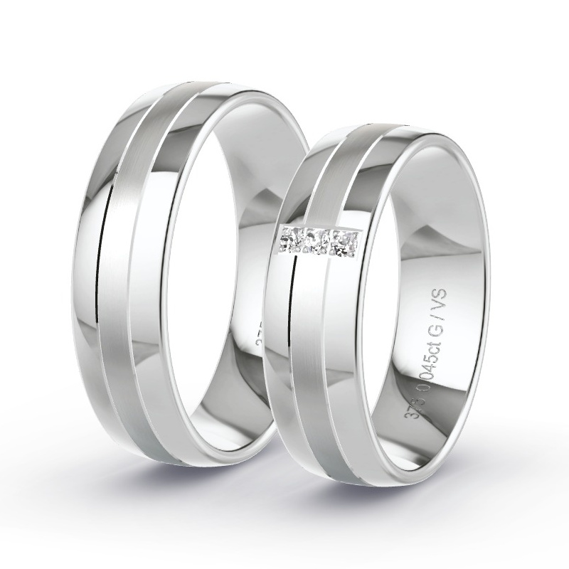Wedding Rings White Gold - 0.045ct Diamonds - Model N°1310 Wedding Rings White Gold - 0.045ct Diamonds - Model N°1310