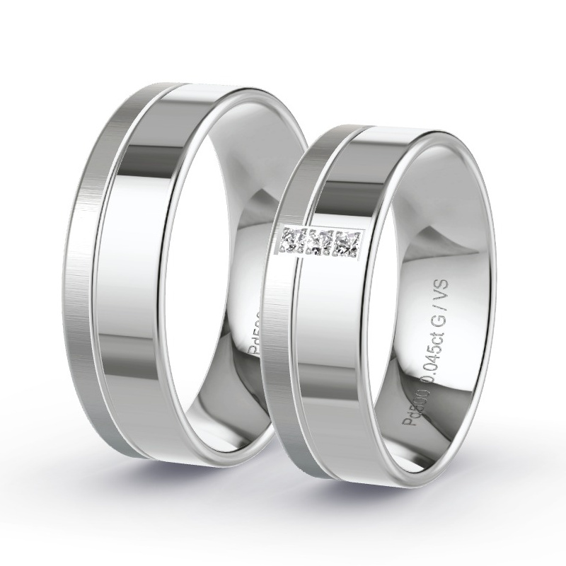 Wedding Rings Palladium - 0.045ct Diamonds - Model N°1311 Wedding Rings Palladium - 0.045ct Diamonds - Model N°1311