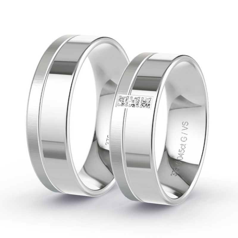 Wedding Rings White Gold - 0.045ct Diamonds - Model N°1311 Wedding Rings White Gold - 0.045ct Diamonds - Model N°1311