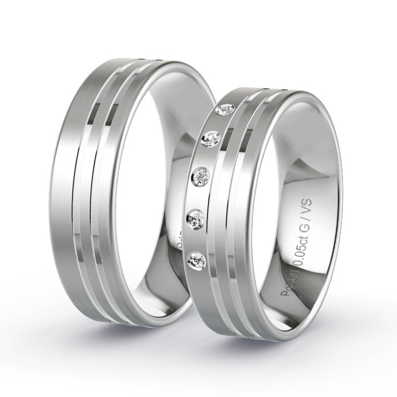 Wedding Rings Palladium - 0.05ct Diamonds - Model N°1312 Wedding Rings Palladium - 0.05ct Diamonds - Model N°1312