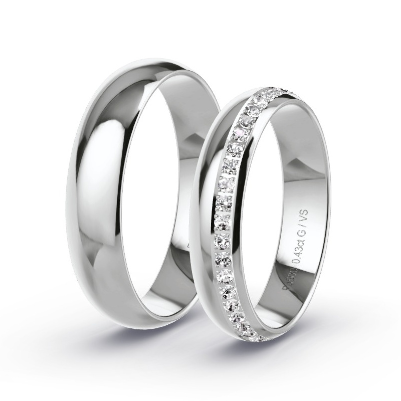 Wedding Rings Palladium - 0.42ct Diamonds - Model N°1401