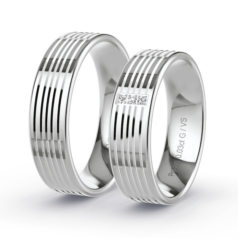Wedding Rings Palladium - 0.03ct Diamonds - Model N°1403 Wedding Rings Palladium - 0.03ct Diamonds - Model N°1403