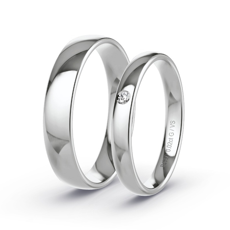 Wedding Rings Palladium - 0.02ct Diamonds - Model N°1404 Wedding Rings Palladium - 0.02ct Diamonds - Model N°1404