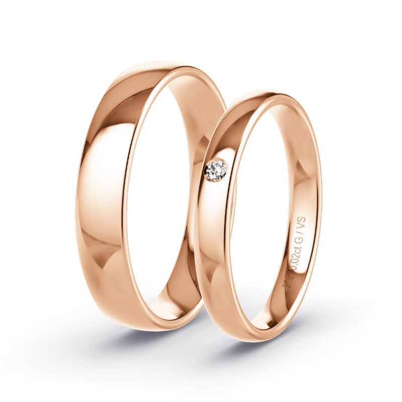 Wedding Rings Rose Gold - 0.02ct Diamonds - Model N°1404 Wedding Rings Rose Gold - 0.02ct Diamonds - Model N°1404