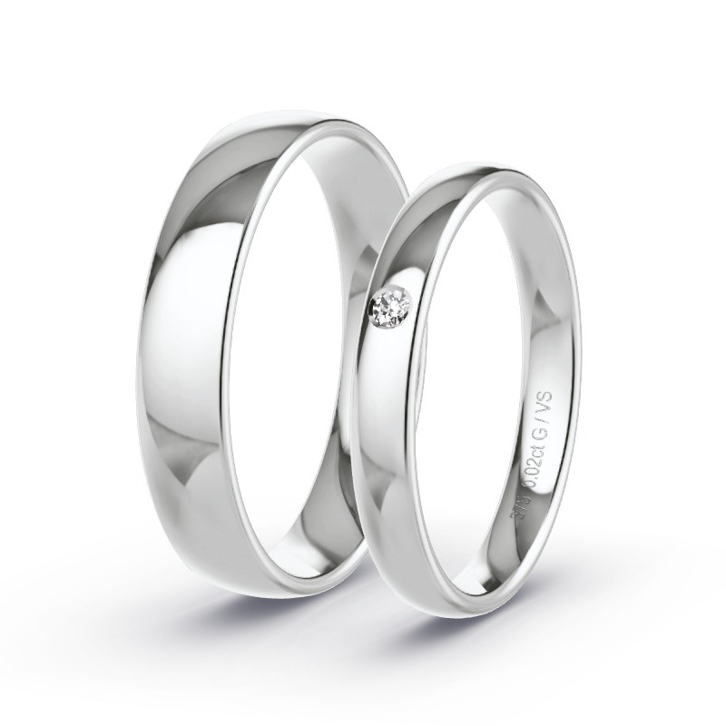 Wedding Rings White Gold - 0.02ct Diamonds - Model N°1404 Wedding Rings White Gold - 0.02ct Diamonds - Model N°1404