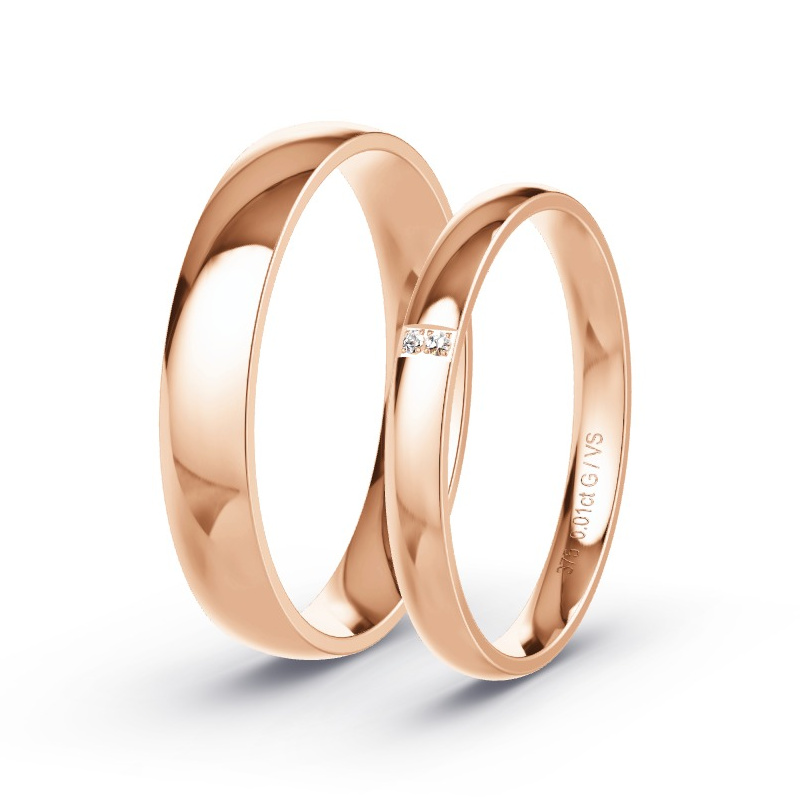 Wedding Rings Rose Gold - 0.01ct Diamonds - Model N°1405 Wedding Rings Rose Gold - 0.01ct Diamonds - Model N°1405