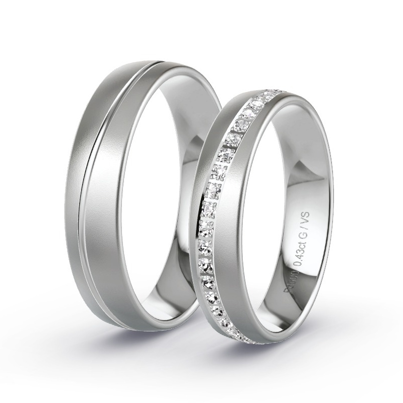 Wedding Rings Palladium - 0.43ct Diamonds - Model N°1406 Wedding Rings Palladium - 0.43ct Diamonds - Model N°1406