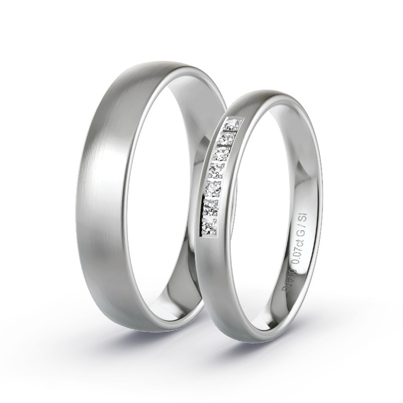 Wedding Rings Palladium - 0.07ct Diamonds - Model N°1408 Wedding Rings Palladium - 0.07ct Diamonds - Model N°1408
