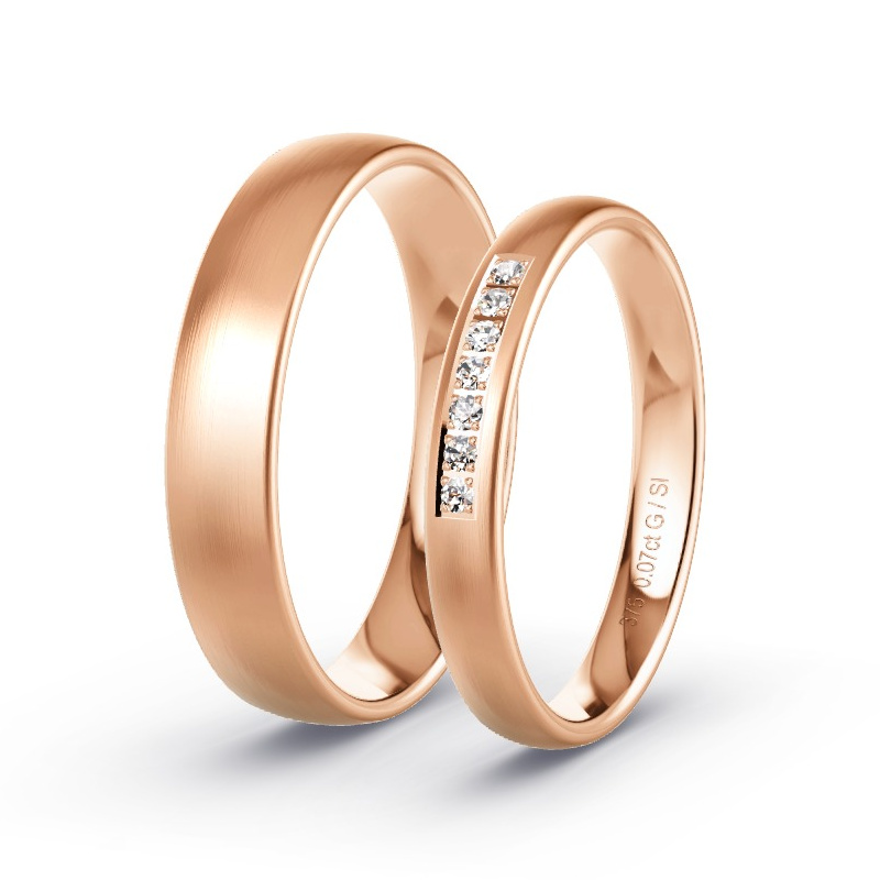 Wedding Rings Rose Gold - 0.07ct Diamonds - Model N°1408 Wedding Rings Rose Gold - 0.07ct Diamonds - Model N°1408