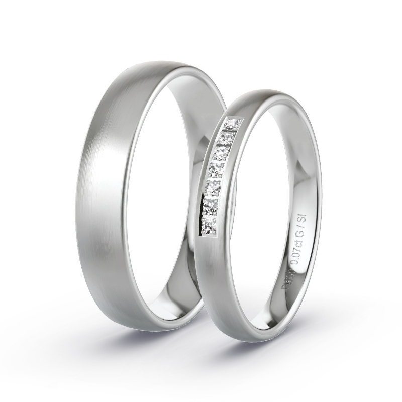Wedding Rings Platinum content - 0.07ct Diamonds - Model N°1408 Wedding Rings Platinum content - 0.07ct Diamonds - Model N°1408