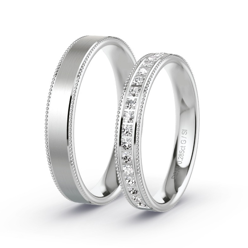 Wedding Rings Platinum content - 0.285ct Diamonds - Model N°1501 Wedding Rings Platinum content - 0.285ct Diamonds - Model N°1501