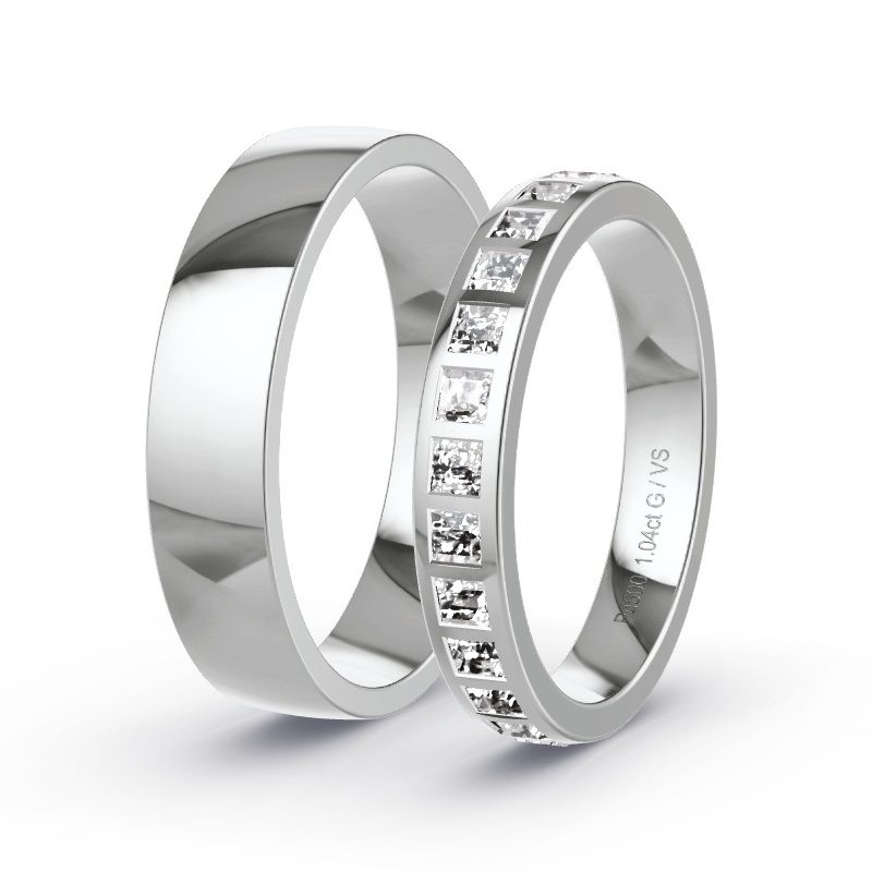 Wedding Rings Palladium - 1.00ct Diamonds - Model N°1502 Wedding Rings Palladium - 1.00ct Diamonds - Model N°1502