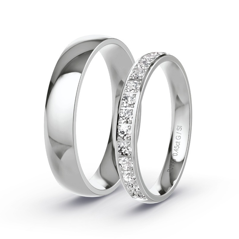 Wedding Rings Palladium - 0.45ct Diamonds - Model N°1504 Wedding Rings Palladium - 0.45ct Diamonds - Model N°1504