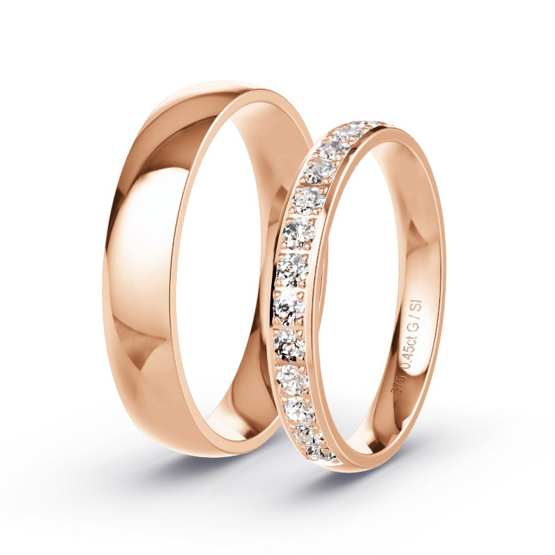 Wedding Rings Rose Gold - 0.45ct Diamonds - Model N°1504 Wedding Rings Rose Gold - 0.45ct Diamonds - Model N°1504
