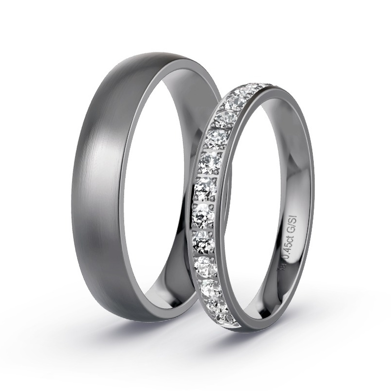 Wedding Rings Tantalum - 0.45ct Diamonds - Model N°1504