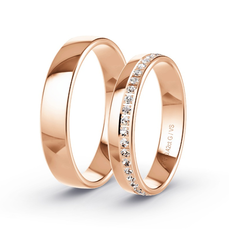 Wedding Rings Rose Gold - 0.13ct Diamonds - Model N°1507 Wedding Rings Rose Gold - 0.13ct Diamonds - Model N°1507