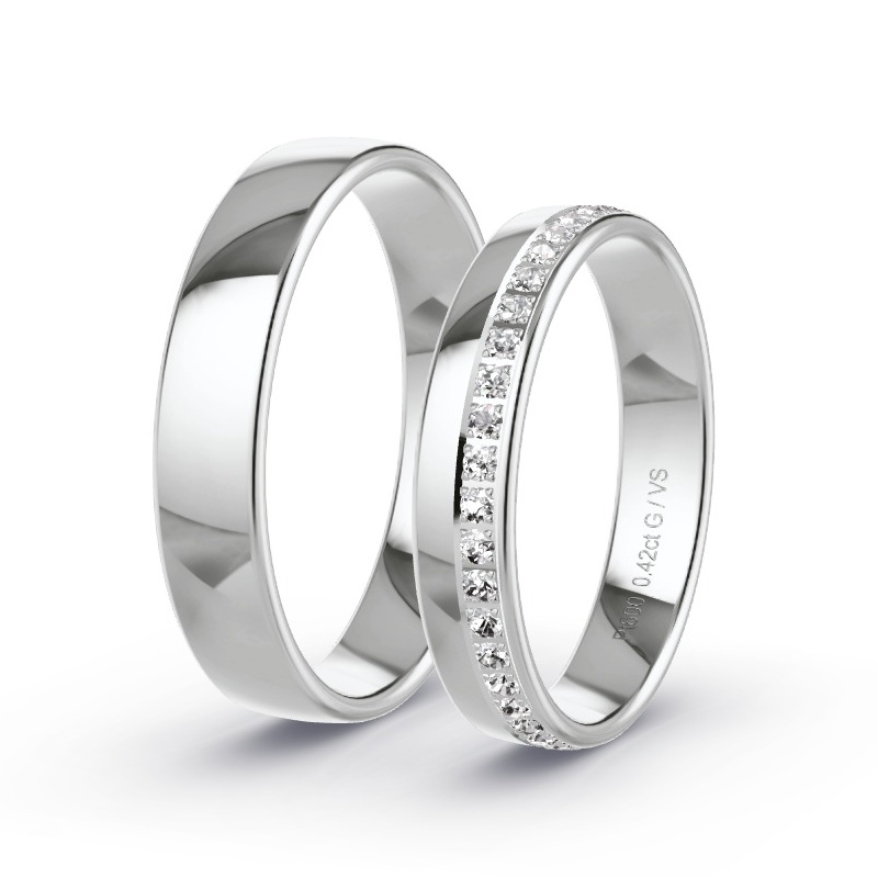 Wedding Rings Platinum content - 0.13ct Diamonds - Model N°1507 Wedding Rings Platinum content - 0.13ct Diamonds - Model N°1507