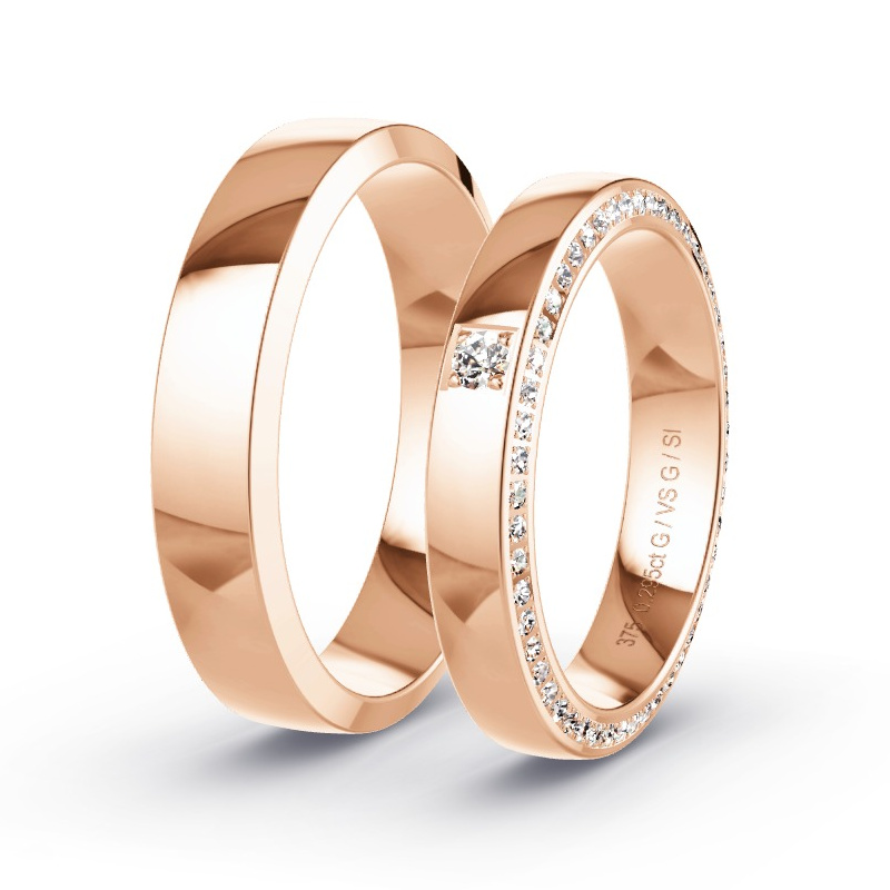 Wedding Rings Rose Gold - 0.295ct Diamonds - Model N°1511 Wedding Rings Rose Gold - 0.295ct Diamonds - Model N°1511