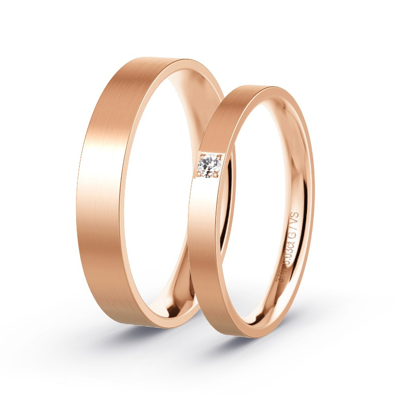 Wedding Rings Rose Gold - 0.03ct Diamonds - Model N°1512 Wedding Rings Rose Gold - 0.03ct Diamonds - Model N°1512