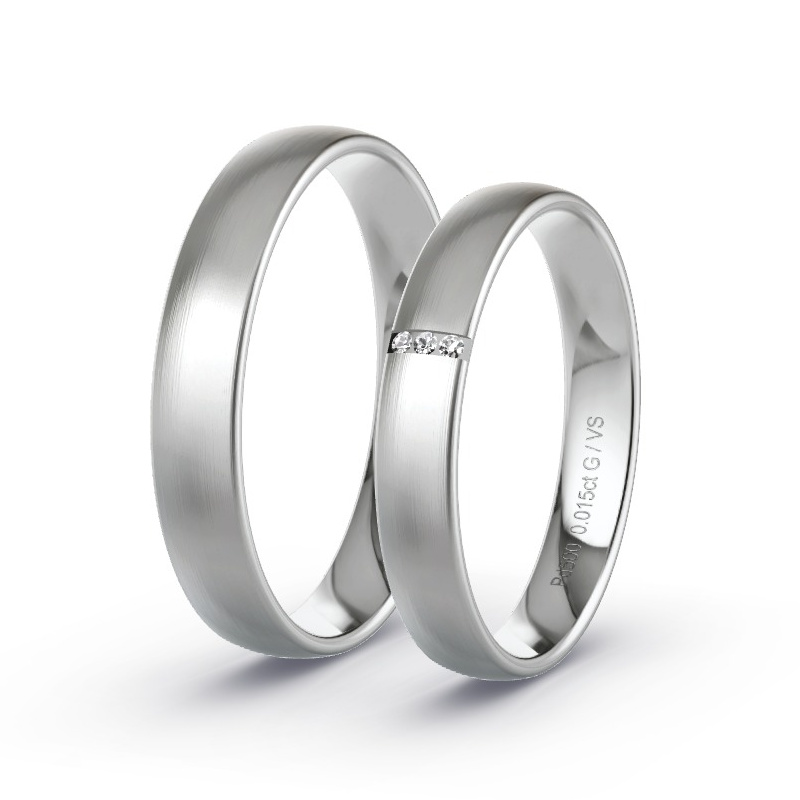 Wedding Rings Palladium - 0.015ct Diamonds - Model N°1602 Wedding Rings Palladium - 0.015ct Diamonds - Model N°1602