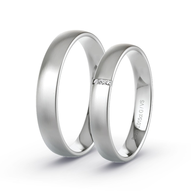 Wedding Rings Platinum content - 0.015ct Diamonds - Model N°1602 Wedding Rings Platinum content - 0.015ct Diamonds - Model N°1602