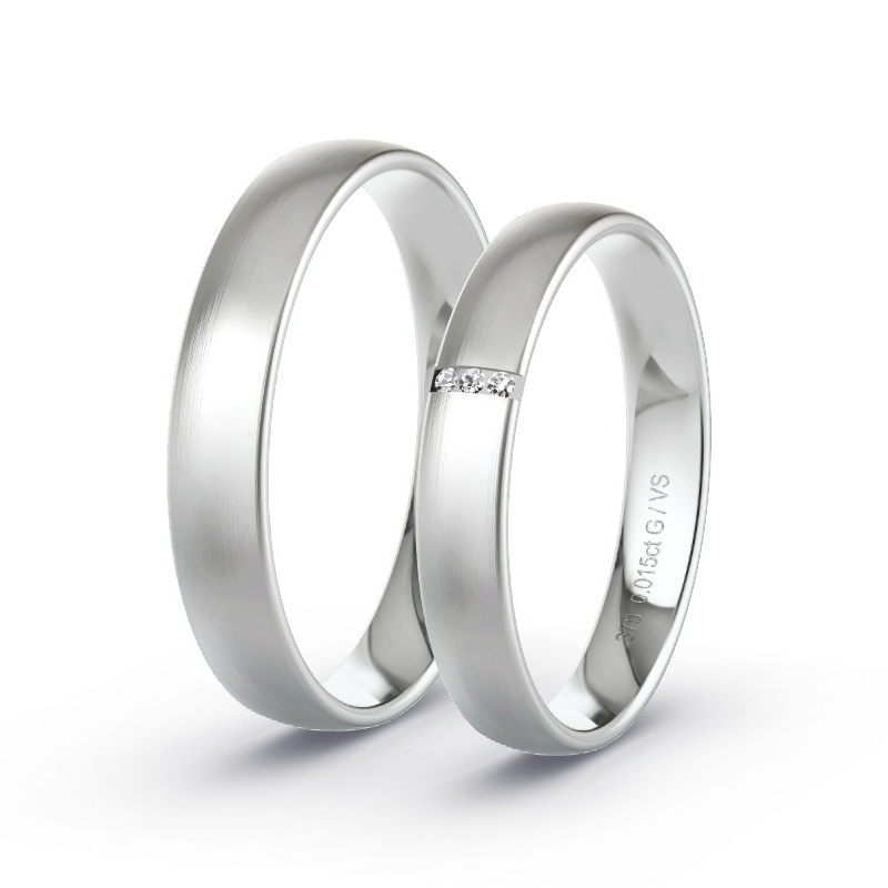 Wedding Rings White Gold - 0.015ct Diamonds - Model N°1602 Wedding Rings White Gold - 0.015ct Diamonds - Model N°1602