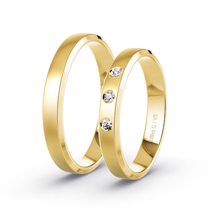 Wedding Rings Yellow Gold - 0.06ct Diamonds - Model N°1603 Wedding Rings Yellow Gold - 0.06ct Diamonds - Model N°1603