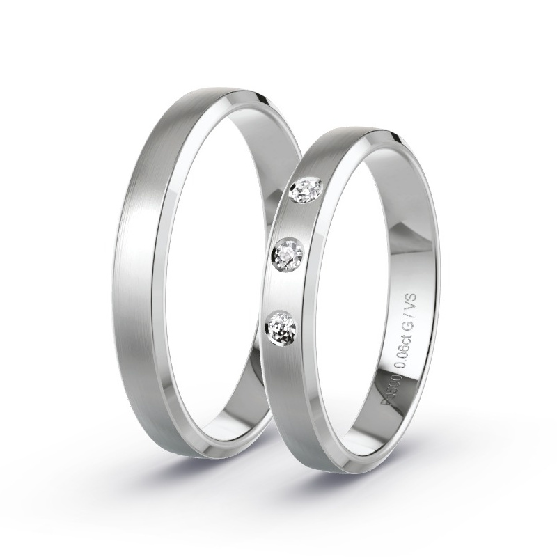 Wedding Rings Palladium - 0.06ct Diamonds - Model N°1603 Wedding Rings Palladium - 0.06ct Diamonds - Model N°1603