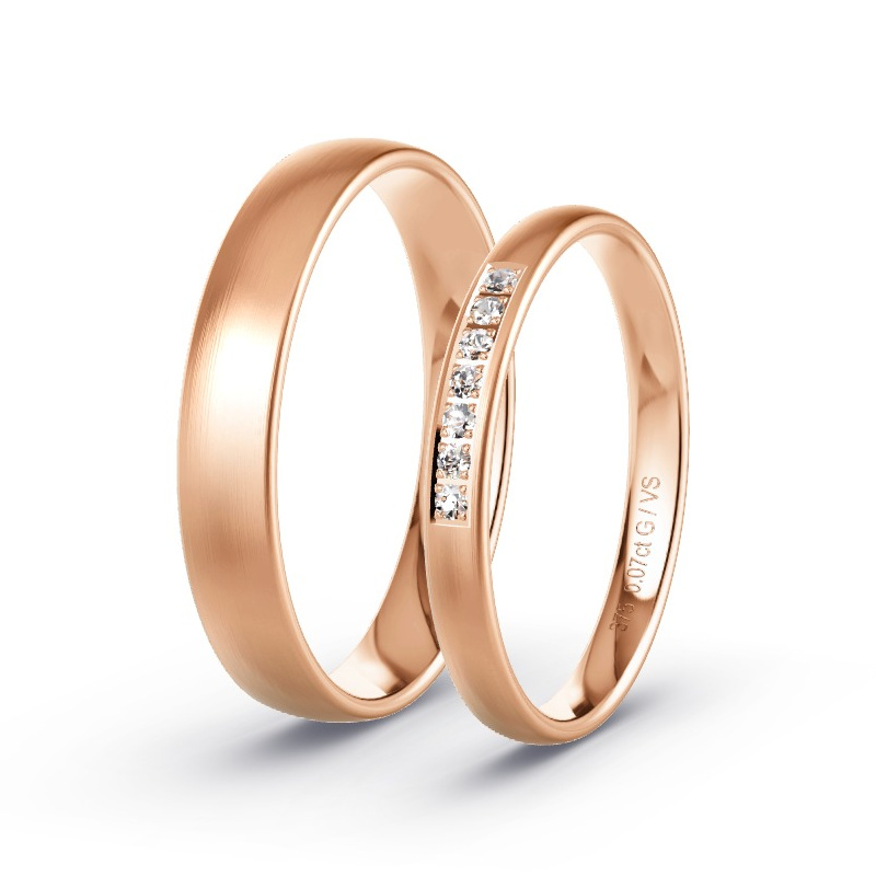 Wedding Rings Rose Gold - 0.07ct Diamonds - Model N°1604 Wedding Rings Rose Gold - 0.07ct Diamonds - Model N°1604