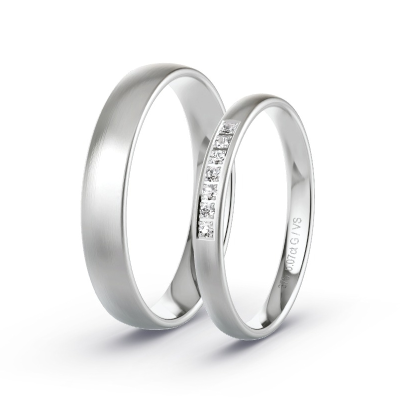 Wedding Rings White Gold - 0.07ct Diamonds - Model N°1604 Wedding Rings White Gold - 0.07ct Diamonds - Model N°1604