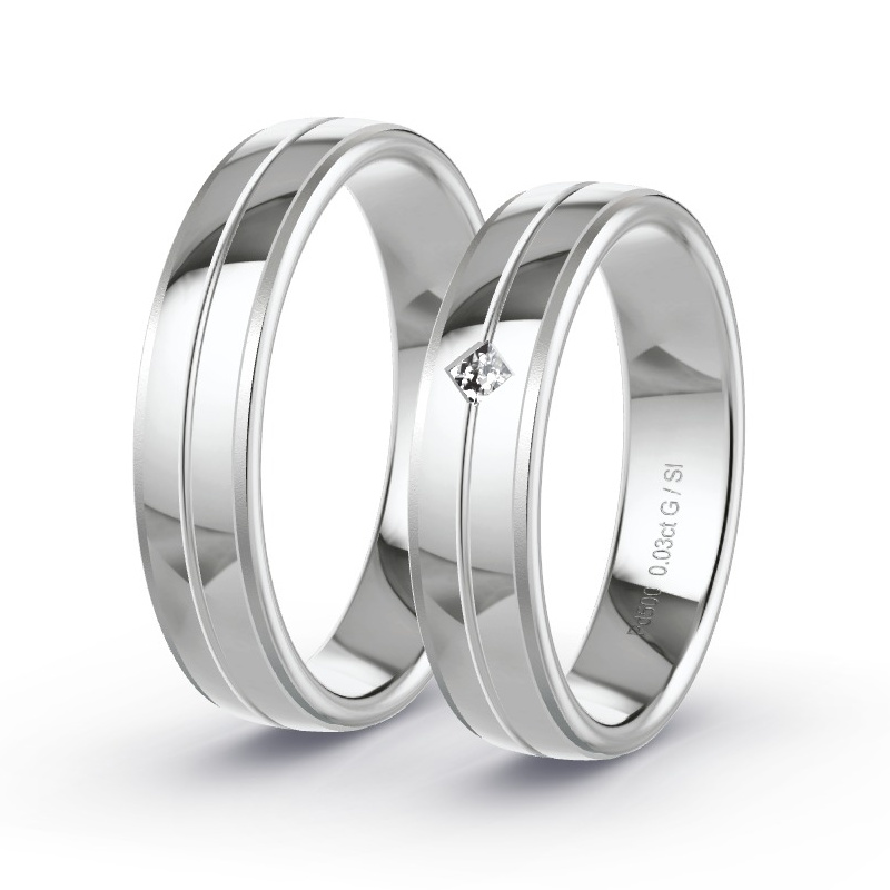 Wedding Rings Palladium - 0.03ct Diamonds - Model N°1606 Wedding Rings Palladium - 0.03ct Diamonds - Model N°1606