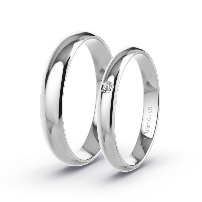 Wedding Rings Platinum content - 0.02ct Diamonds - Model N°1607