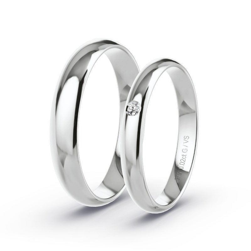 Wedding Rings White Gold - 0.02ct Diamonds - Model N°1607
