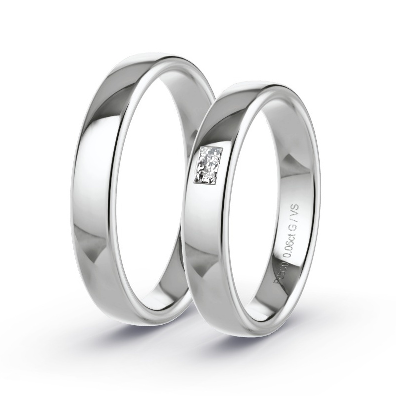 Wedding Rings Palladium - 0.06ct Diamonds - Model N°1608 Wedding Rings Palladium - 0.06ct Diamonds - Model N°1608