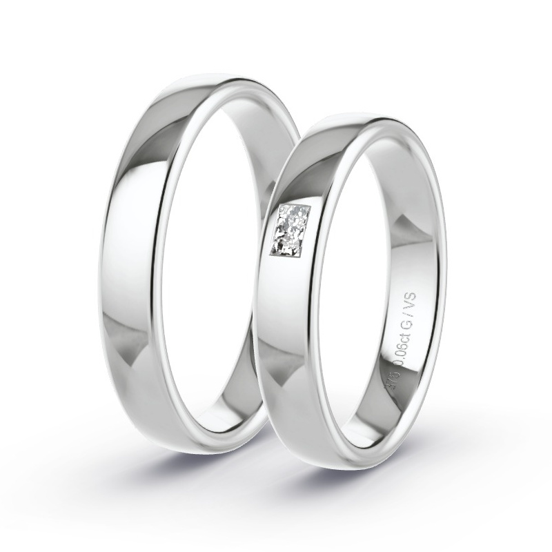 Wedding Rings White Gold - 0.06ct Diamonds - Model N°1608 Wedding Rings White Gold - 0.06ct Diamonds - Model N°1608