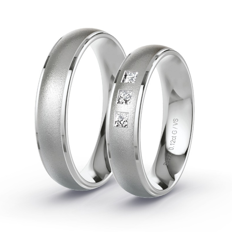 Wedding Rings Palladium - 0.12ct Diamonds - Model N°1609 Wedding Rings Palladium - 0.12ct Diamonds - Model N°1609